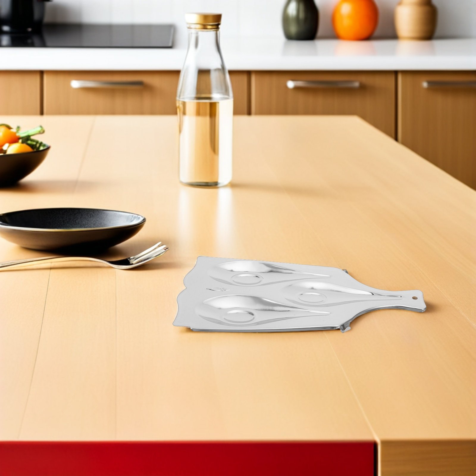 Kitchen Utensil Holder - Repose-cuillère à trois compartiments en acier