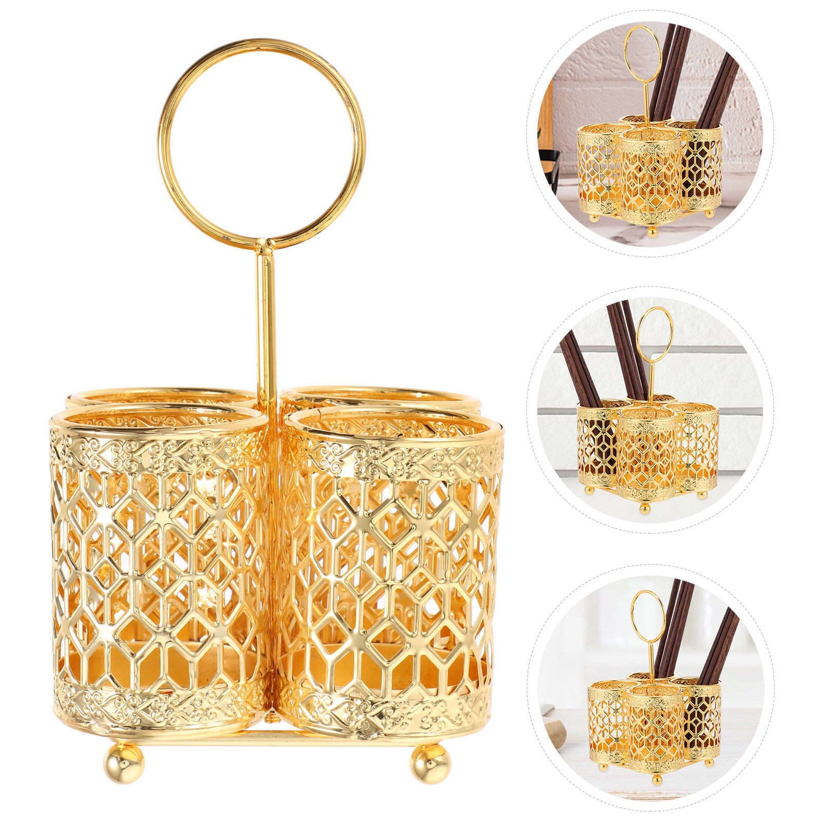 Kitchen Utensil Holder - Porte-baguettes mural en fer avec 4