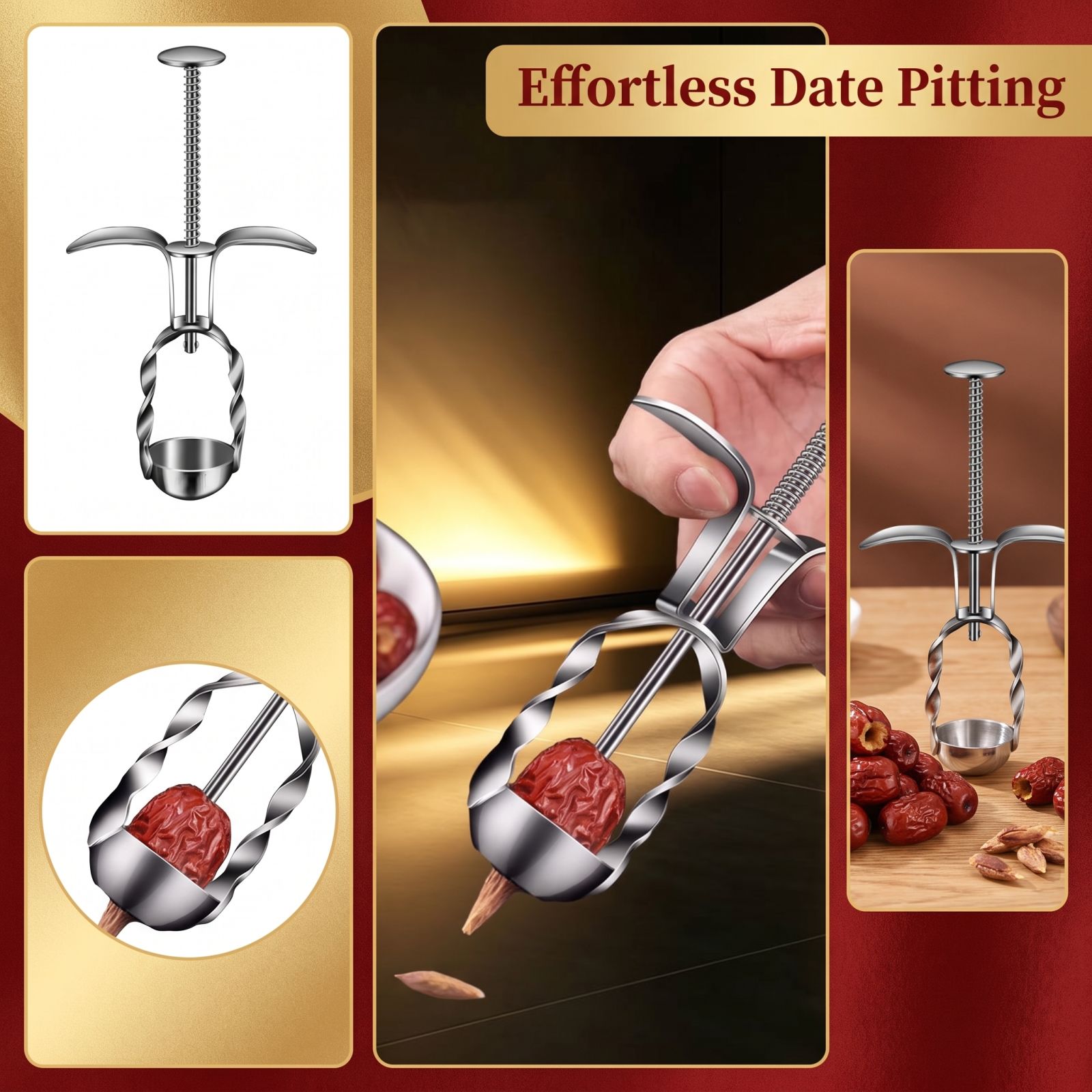 Cherry Pitter Tool - Outil de dénoyautage de dattes rouges