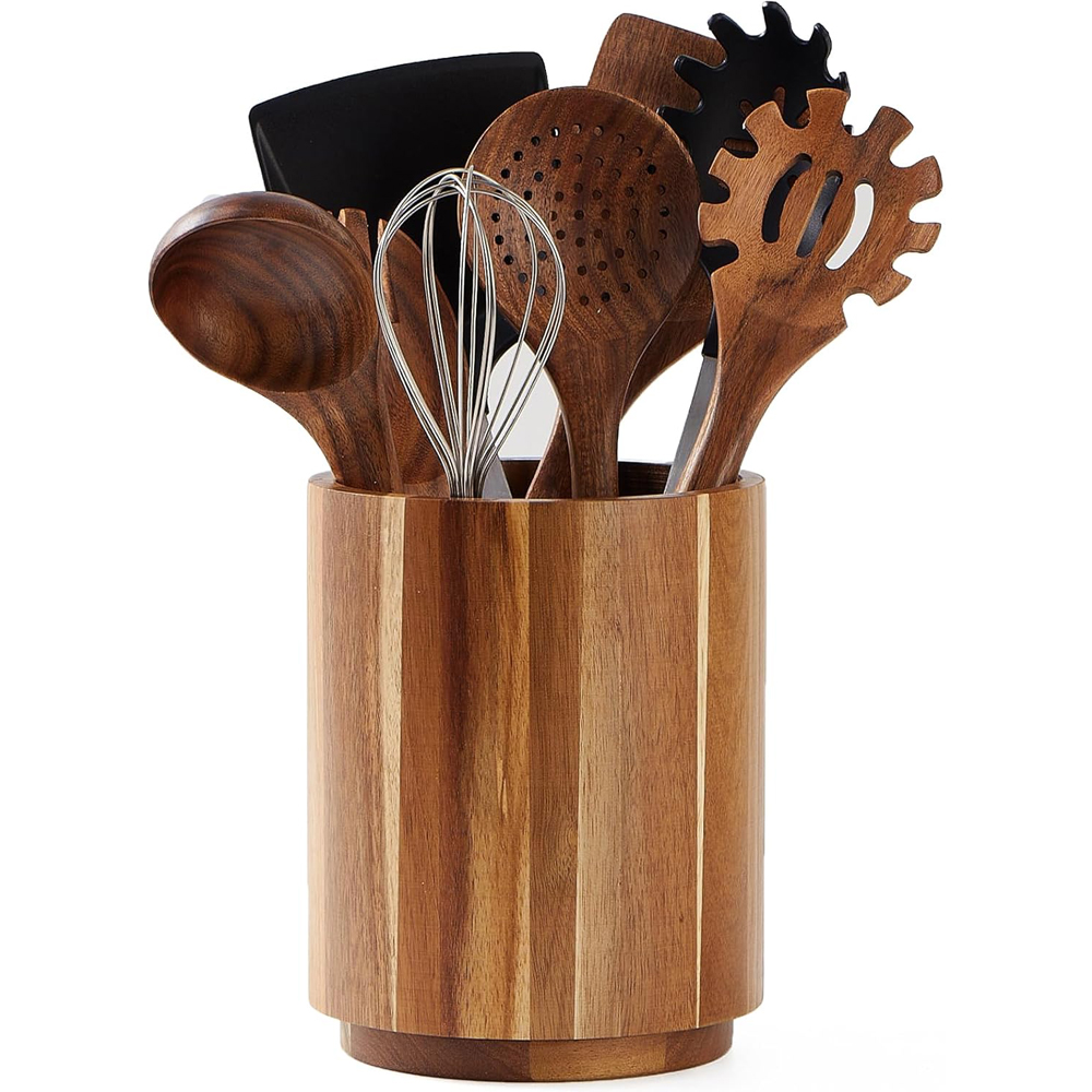 Kitchen Utensil Holder - Porte-ustensiles en bois d'acacia pour comptoir